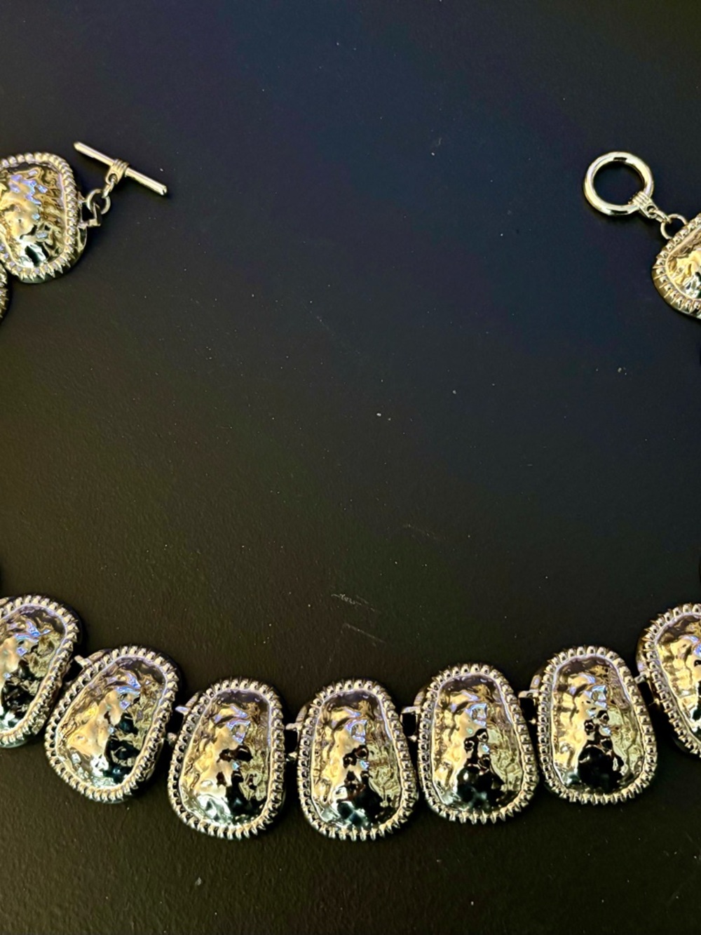 Southern Silver-Tone Hammered Concha Necklace - Picture 3 of 5